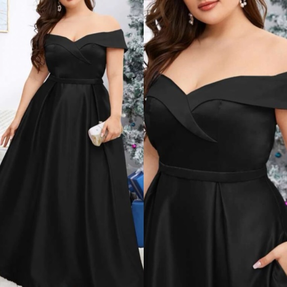 Elegant Black Off-Shoulder Maxi Dress - Picture 2 of 6